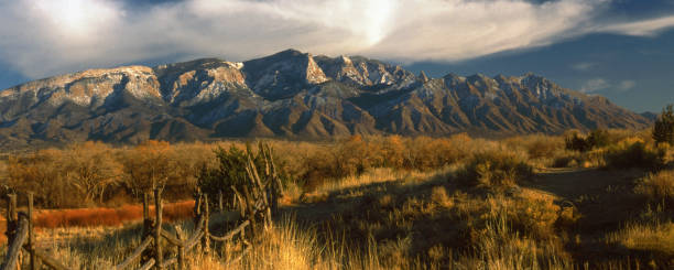 Sandia Mountains with Snow stock photo