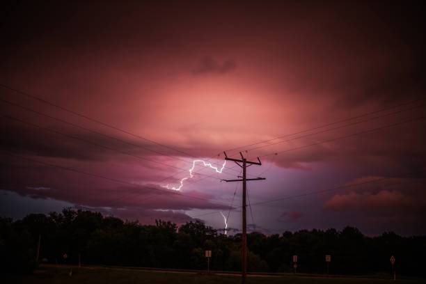 istock Lightening strike near electrical wires 1271409609