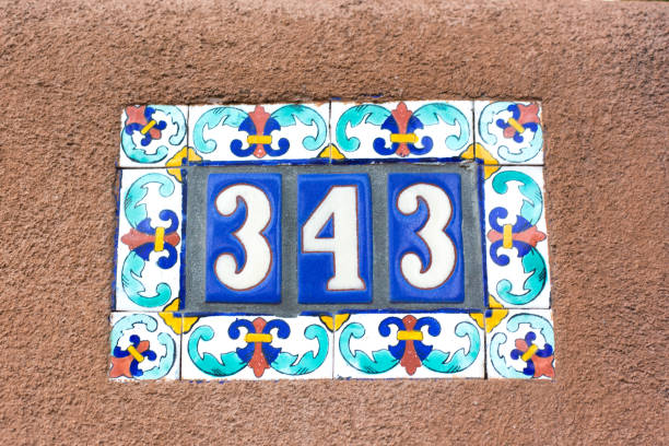 istock Colorful Ceramic Number 343 Street Address Tile 1271412165