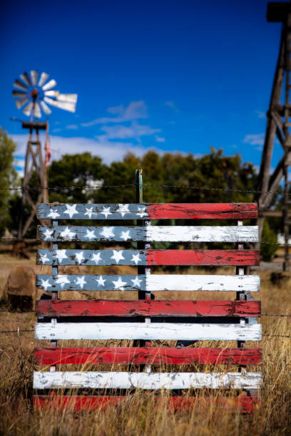 istock Windpump and Homemade US Flag 1271413431
