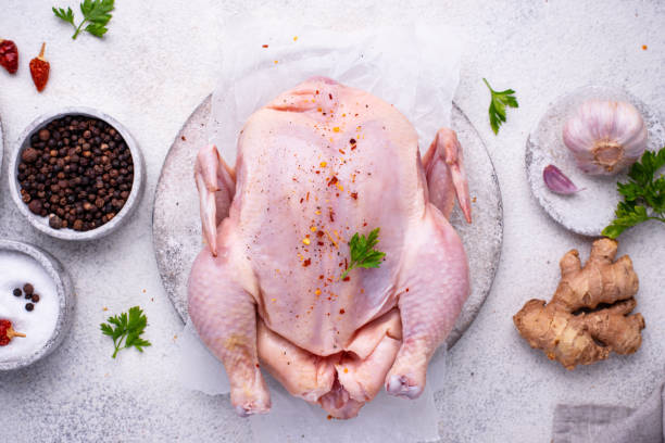 istock Raw chicken with herbs and spices 1271417437