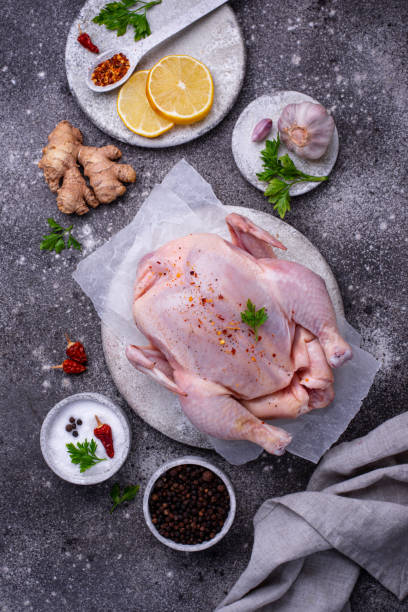 istock Raw chicken with herbs and spices 1271417439