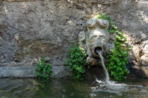 istock water source with a human figure head expelling water looking like he is vomiting. 1271418510