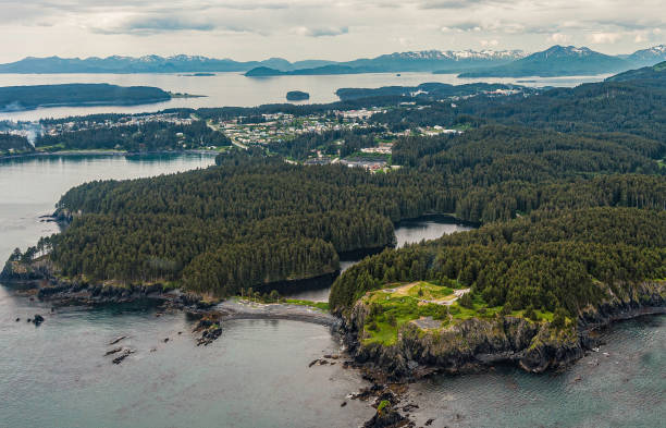 kodiak town e fort abercrombie state park; isola kodiak; alaska - alaska landscape scenics wilderness area foto e immagini stock