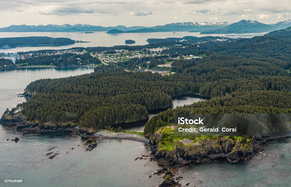 Kodiak Town and Fort Abercrombie State Park; Kodiak Island; Alaska Kodiak Island Stock Photo