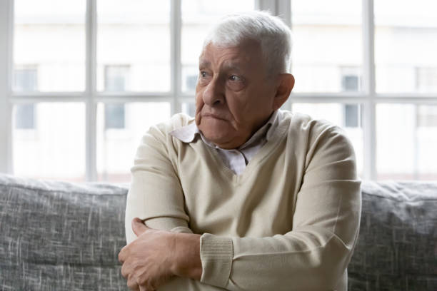 istock Unhappy 70s older grandfather suffering from psychological problems. 1271431612