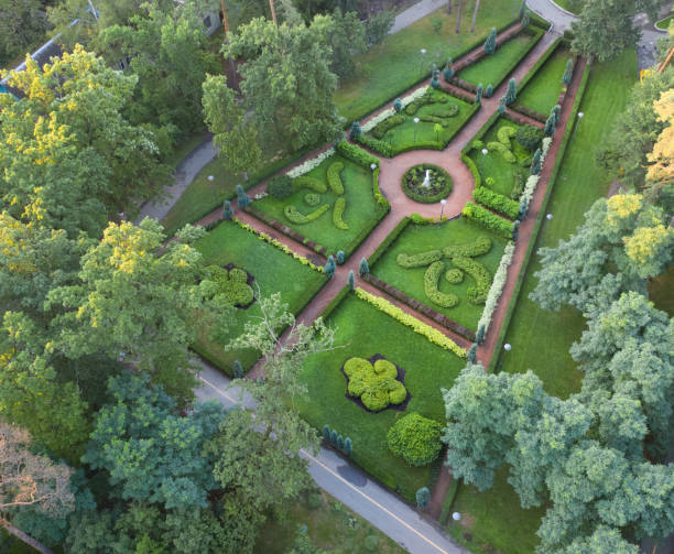 istock Bucha Central Park, French style. Drone view. 1271433851
