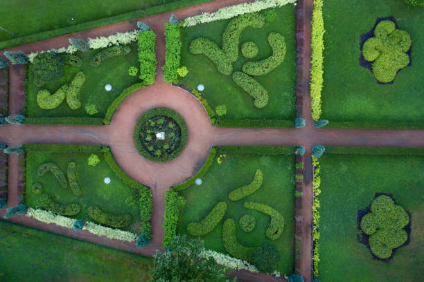 istock Bucha Central Park, French style. Drone view. 1271433890