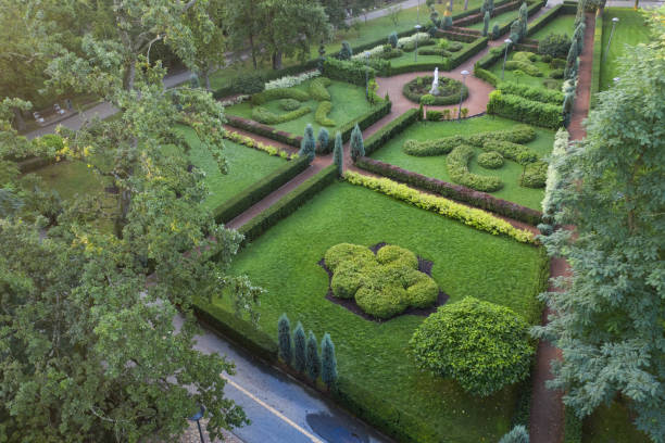 istock Bucha Central Park, French style. Drone view. 1271433897