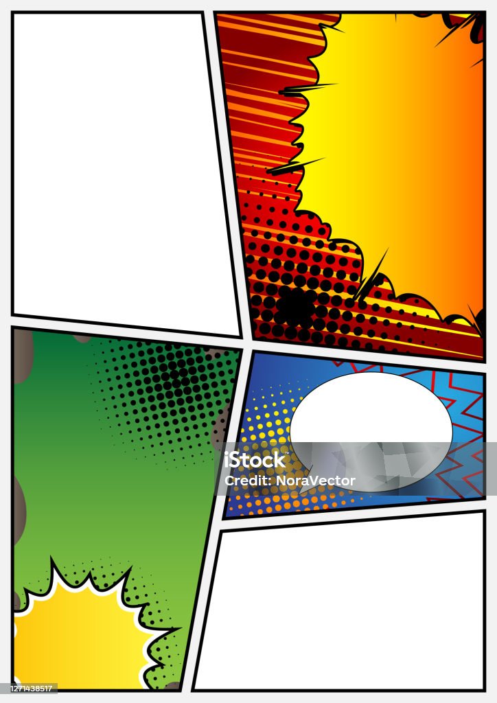 Comic Inner Page Comic Book Page With Colorful Elements And Blank Space Stock ...