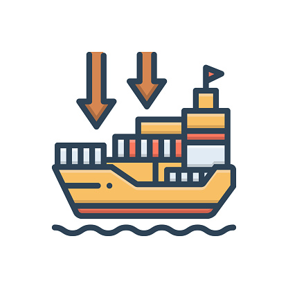 Icon for importers, import goods, shipping, transport, carriage, ship