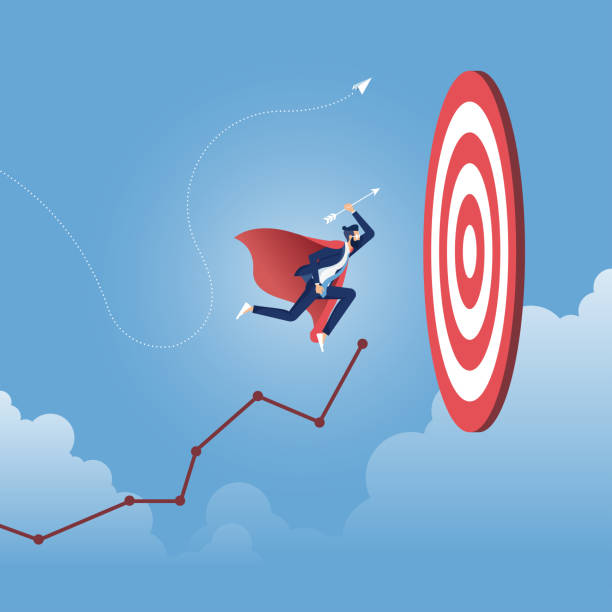 illustrazioni stock, clip art, cartoni animati e icone di tendenza di percorso verso il concetto di successo-targeting aziendale - customer target people market