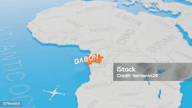 Gabon Invisible Map Gabon Highlighted On A White Simplified 3d World Map Digital 3d Render ...
