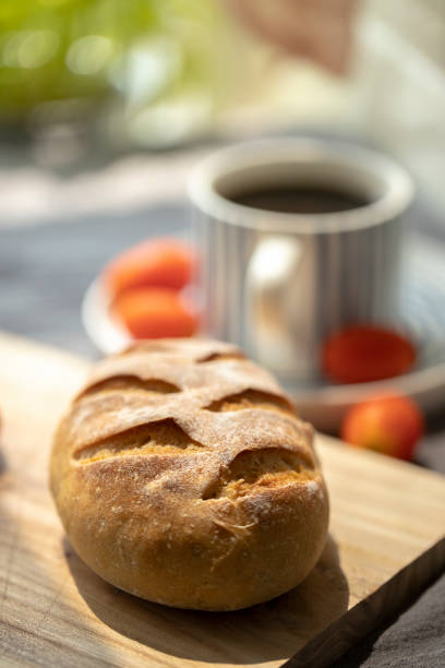 istock healthy breakfast: artisan whole wheat crusty bread, and coffee 1271448095