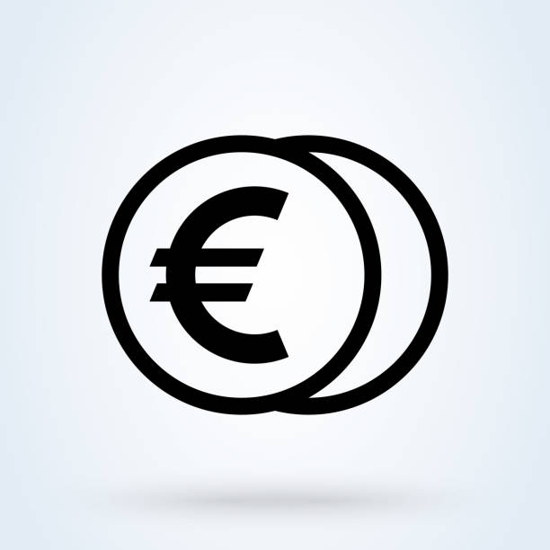 Money or Euro, payment sign icon or logo. Coin with EUR currency concept. Cash and money vector illustration. Money or Euro, payment sign icon or logo. Coin with EUR currency concept. Cash and money vector illustration. background of a euro coins stock illustrations