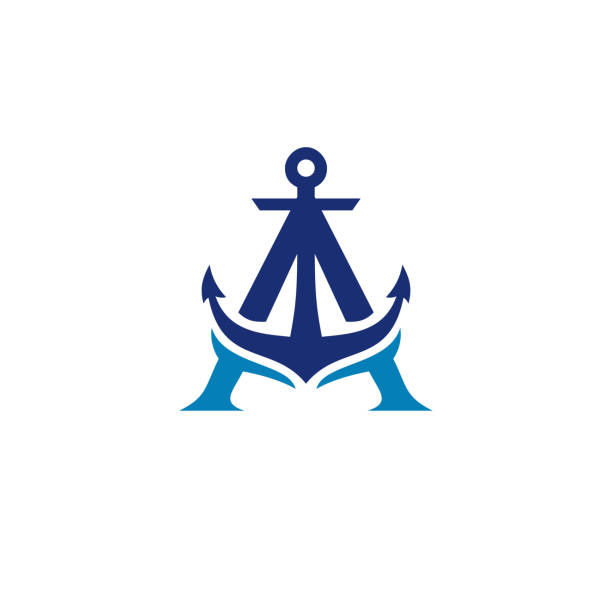letter A anchor icon editable letter a with anchor shape icon on white background fishing tattoos stock illustrations