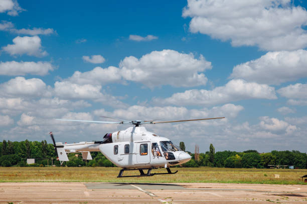 istock A white helicopter takes off from the runway 1271457019