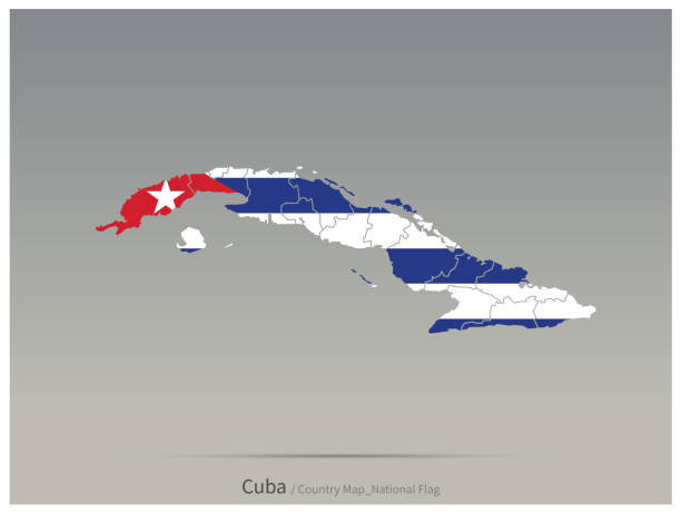cuba flag and map. Asian countries flag isolated on map with vector. country flag and map. cuba illustrations stock illustrations