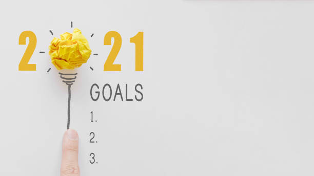 istock 2021 Yellow paper light bulb, New year resolution and goal checklist 1271460108