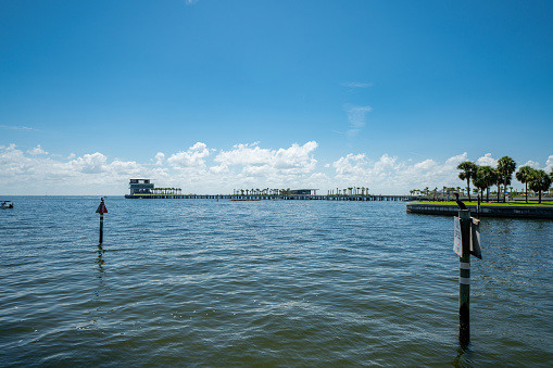 Distant view of the St Petersburg Pier Florida USA