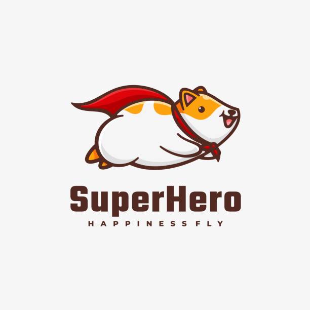 ilustrações de stock, clip art, desenhos animados e ícones de vector illustration super hero simple mascot style. - heroes dog pets animal