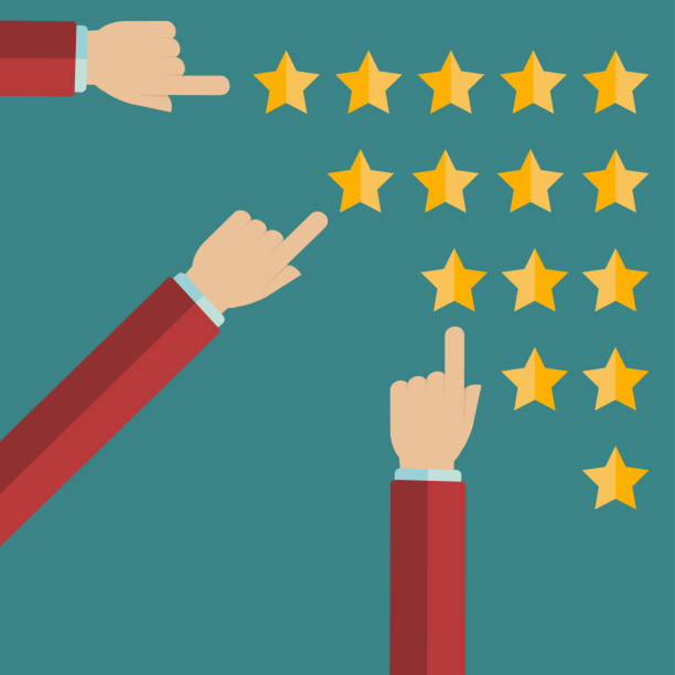 istock Vector customer review concepts in flat style - male hand choosing positive review. 1271466025