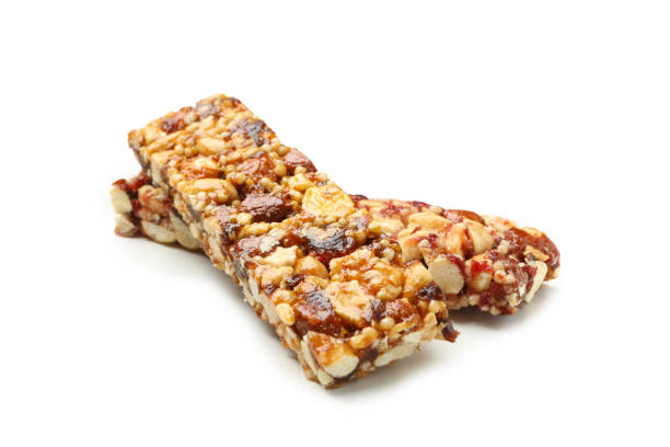 istock Tasty granola bars isolated on white background 1271467035