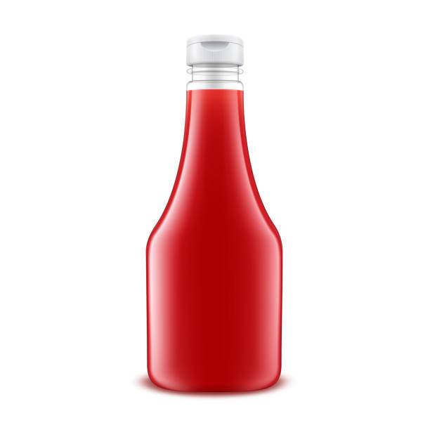 istock Vector Blank Glass Plastic Red Tomato Ketchup Bottle for Branding without label Isolated on White Background 1271467216