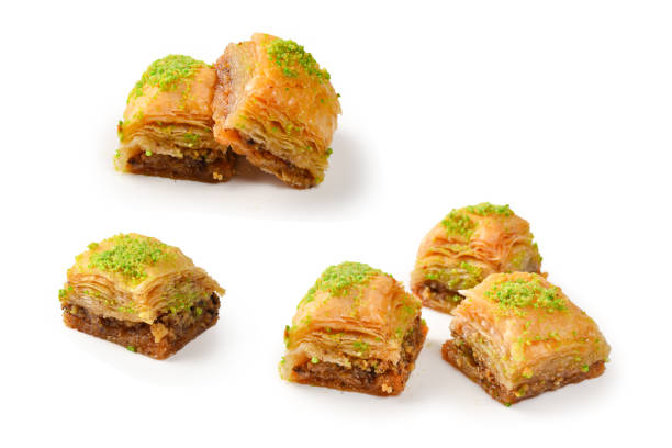 istock Pistachio baklava on a white background. Dessert. 1271467639