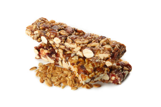 istock Tasty granola bars isolated on white background 1271468472