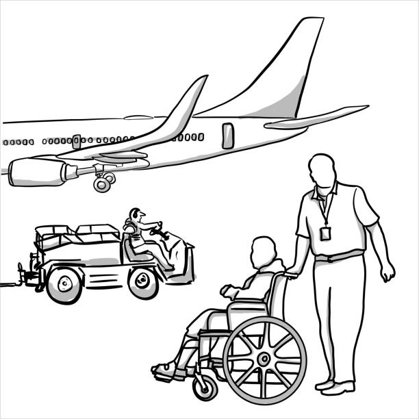 Person with disability gets help boarding a plane