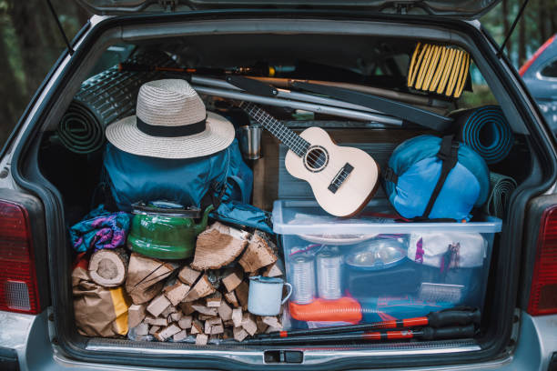 istock Full Car Trunk With A Camping Equipment 1271472836