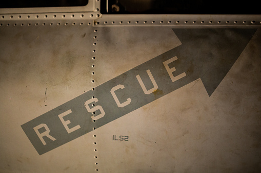 Aviation Rescue Text Rescue Sign On A Jet Stock Photo - Download Image Now - Military ...