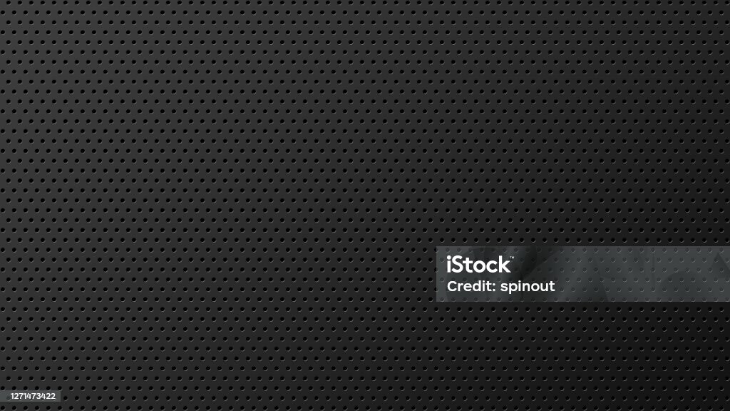Abstract background Subtle abstract background of black perforated metal sheet background, can be used for your design. Wide format (16:9). Perforated Stock Photo