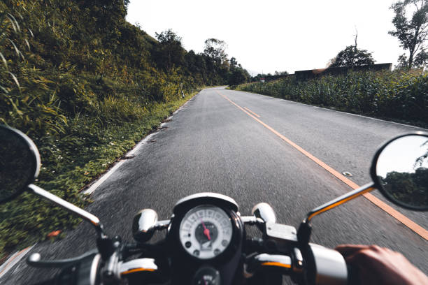 istock Road and mountain views when driving a motorcycle Evening 1271474128