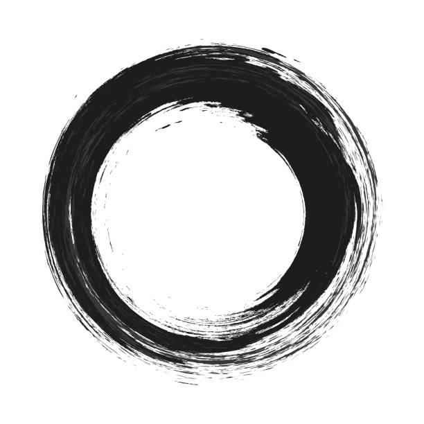 istock vector brush strokes circles of paint on white background. Ink hand drawn paint brush circle. Logo, label design element vector illustration. Black abstract circle. Frame. 1271474523