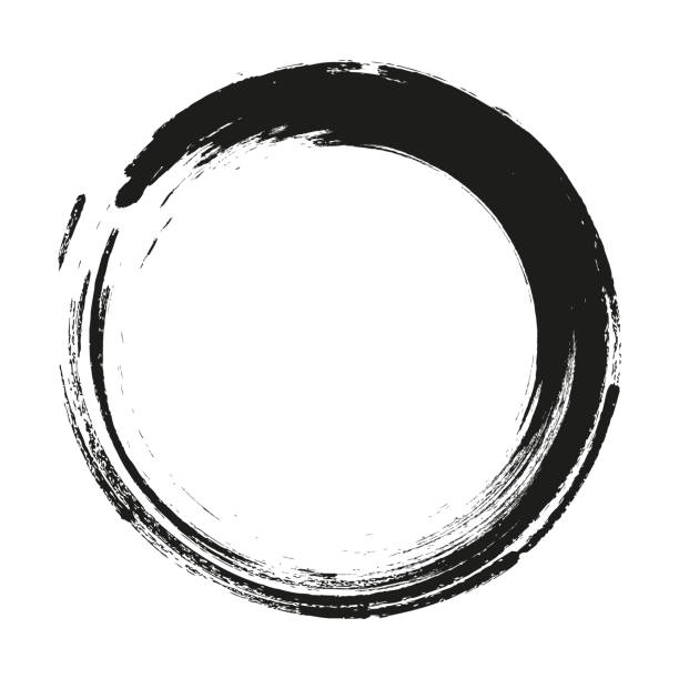 vector brush strokes circles of paint on white background. Ink hand drawn paint brush circle. Logo, label design element vector illustration.