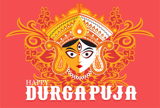 Durga Puja design Durga Puja banner durga stock illustrations