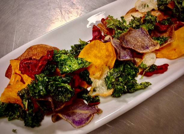 Root vegetable chips fried crisp