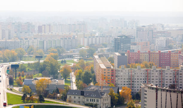 Panoramic view of Bratislava with modern apartment buildings