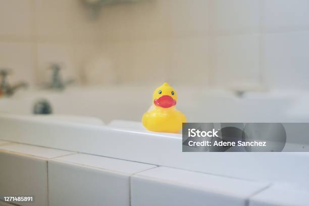 Good Hygiene Begins At Home Stock Photo - Download Image Now - Rubber Duck, Bathtub, Duck - Bird