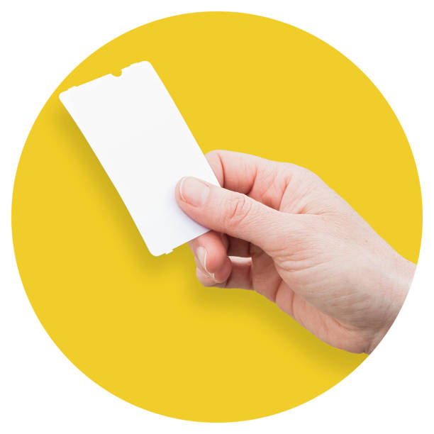 istock Female hand holds a blank ticket - Round icon concept image with copy space 1271486667