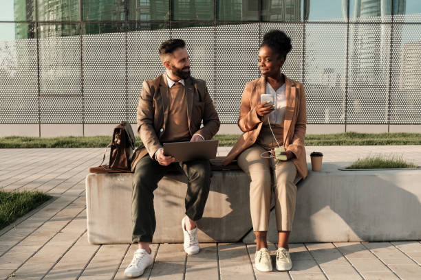 istock Business colleagues sitting outdoors 1271487930