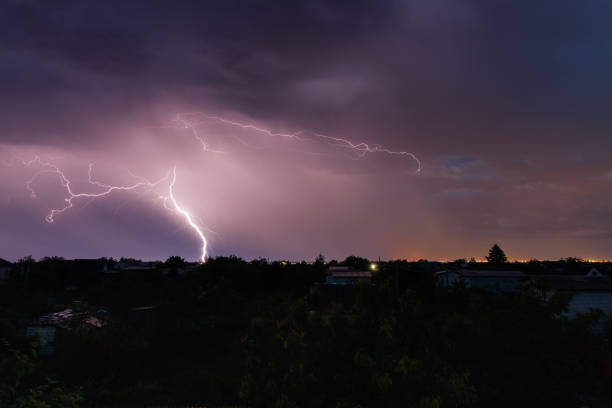 istock Stormy skies and lightning strikes the ground 1271488927