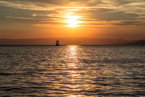 Geneva lake sunset in Switzerland
