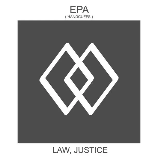 Vector illustration of icon with african adinkra symbol Epa. Symbol of law and justice