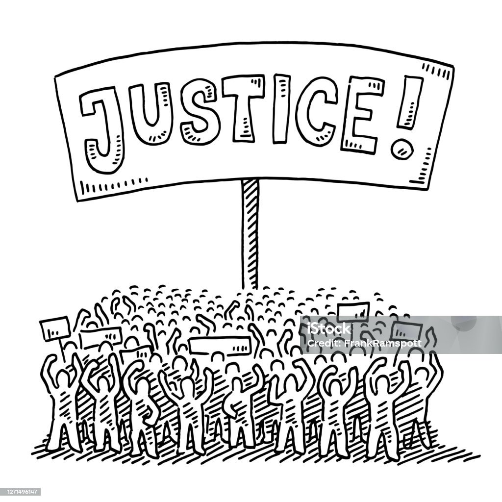 Protest Rights Drawing Group Of Protesters For Justice Drawing Stock Illustration - Download ...