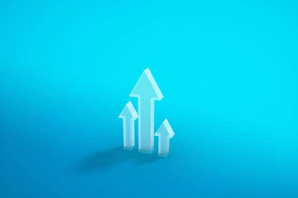 istock Rising arrows in a blue background. 3D rendering. 1271500116
