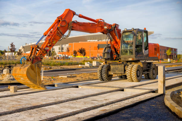 Road machinery on the construction of roads