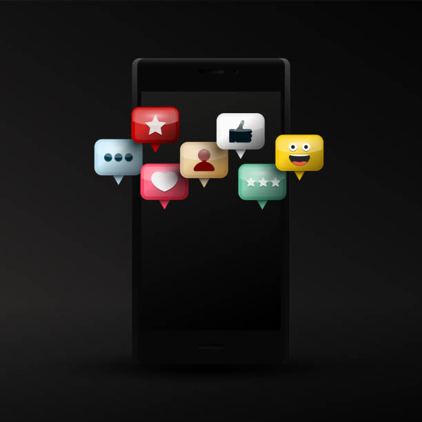 istock Colorful Vector Social Media Icons on Mobile Phone 1271500478